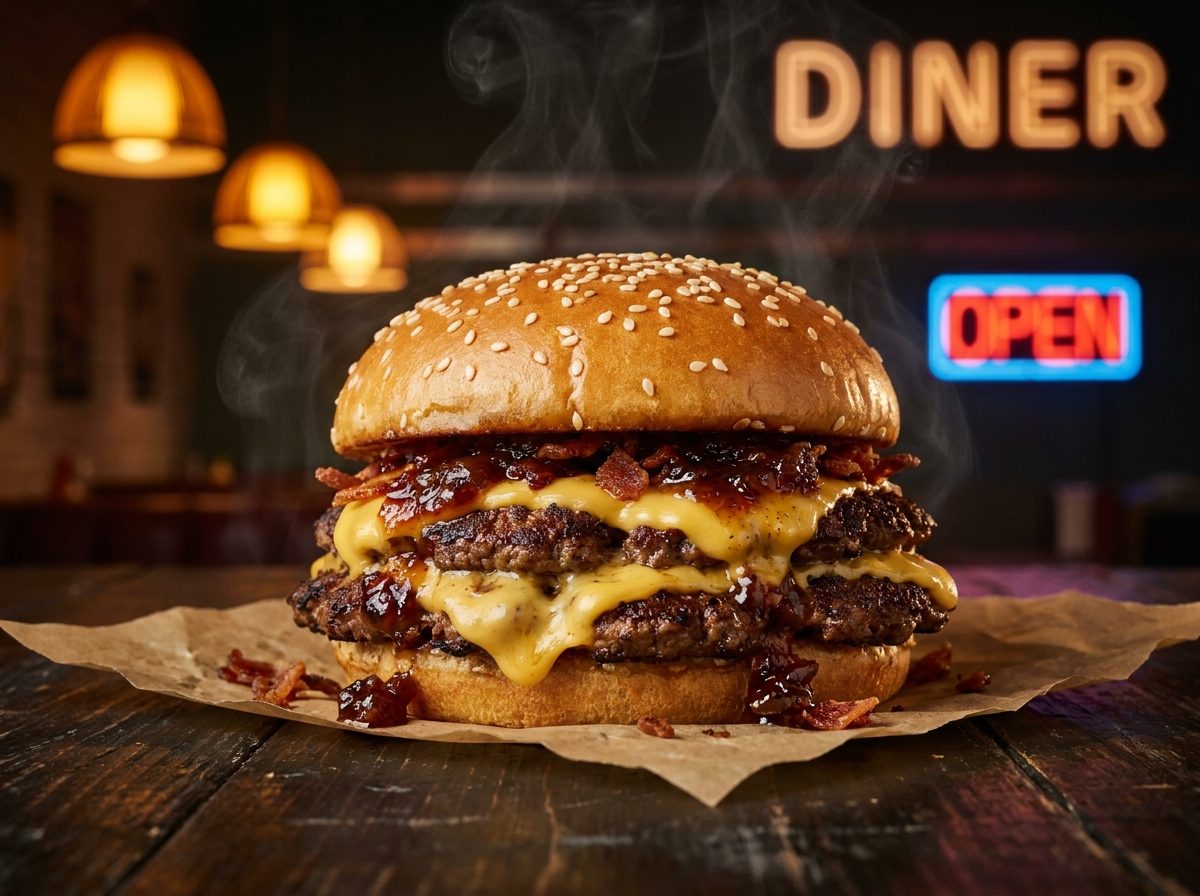 Burger con Hanks Bacon Jam express y crema ácida