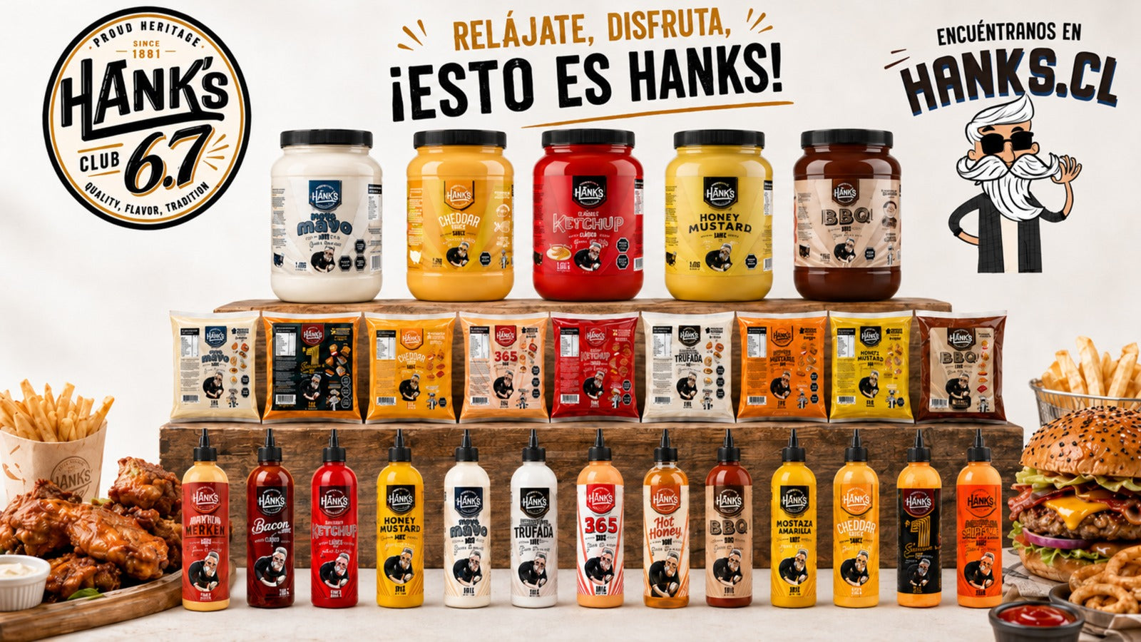 Toda la línea de salsas Hanks: mayos, mostazas, ketchup, BBQ, mermeladas y más